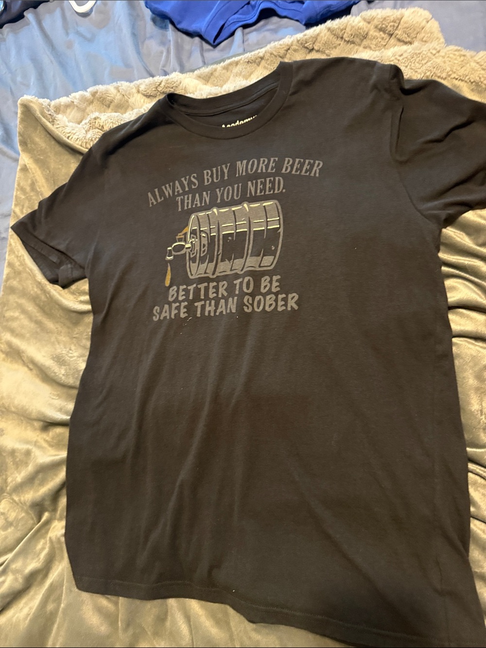 Men's Black Graphic Tee with Beer Barrel Slogan